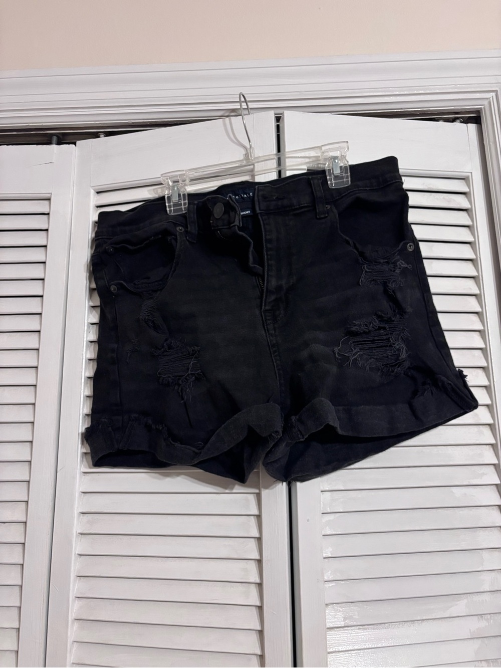 Aeropostale Black High Waist Distressed Denim Shorts
